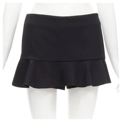 Pre-owned Red Valentino Black Frilly Ruffle Hem Mid Rise Shorts Skirts Skorts It38 Xs
