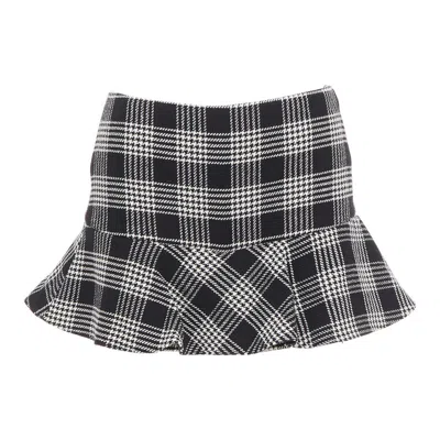 Pre-owned Red Valentino Black Grey Houndstooth Check Print Frill Mini Skort It38 Xs