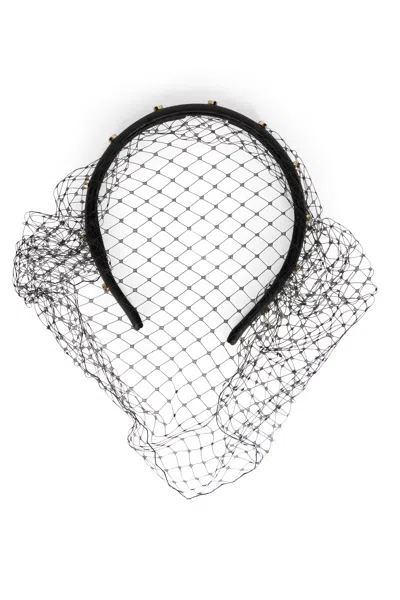 Red Valentino Black Hair Band With Net, Elegant And Versatile.