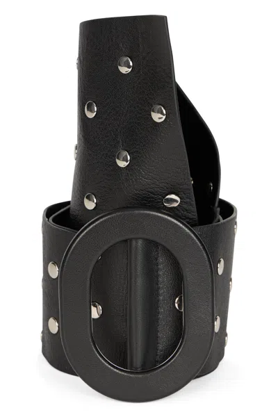 Red Valentino Black Leather Belt With Decorative Studs. In Neutral