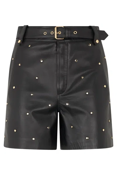Red Valentino Black Leather Shorts With Modern And Chic Design.
