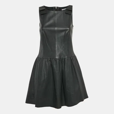 Pre-owned Red Valentino Black Leather Sleeveless Mini Dress S