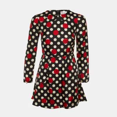 Pre-owned Red Valentino Black Polka Dot Print Silk Mini Dress S