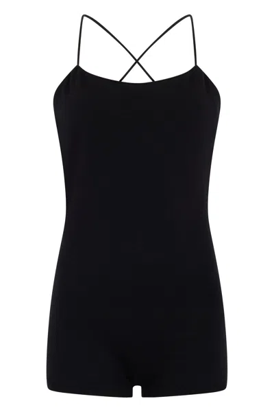 Red Valentino Black Short Jumpsuit With Crossed Straps.
