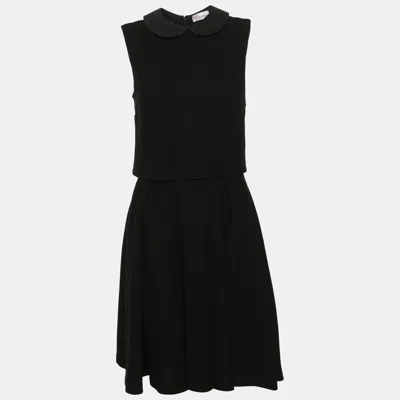 Pre-owned Red Valentino Black Textured Jersey Sleeveless Midi Dress S