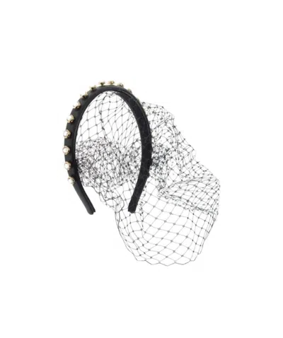 Red Valentino Black Transparent Veil Hair Band In Red