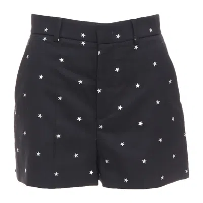 Pre-owned Red Valentino Black White Star Intarsia Wool Blend Mini Shorts It38 Xs