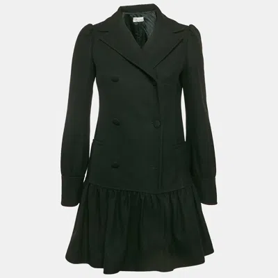 Pre-owned Red Valentino Black Wool Double Breasted Flounce Coat S