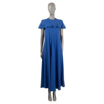 Pre-owned Red Valentino Blue Silk Cape-effect Crepe Maxi Dress 42 M