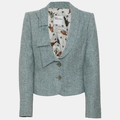 Pre-owned Red Valentino Blue Wool Blend Cropped Blazer S