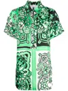 Red Valentino Botanical-print Silk Blouse In Grün