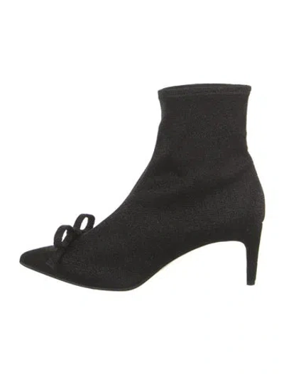Pre-owned Red Valentino Bow Accents Sock Boots In Black
