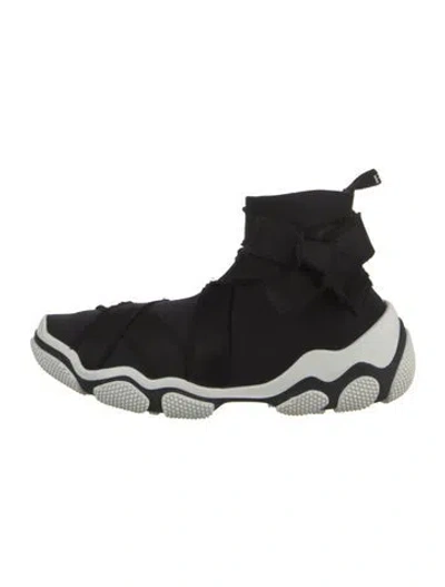 Pre-owned Red Valentino Bow Accents Sock Sneakers In Black
