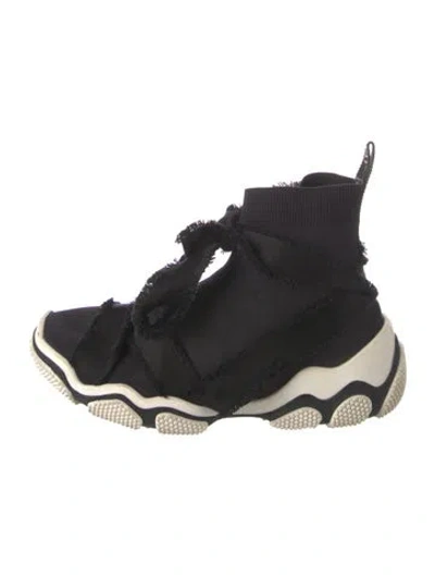 Pre-owned Red Valentino Bow Accents Sock Sneakers In Black