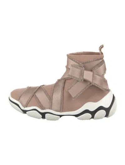 Pre-owned Red Valentino Bow Accents Sock Sneakers In Pink