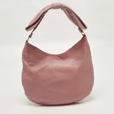 Pre-owned Red Valentino Bow Pink Leather Hobo