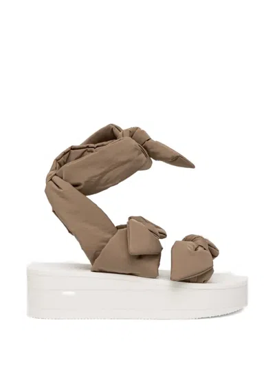 Red Valentino Bow-wrap Platform Sandals In Brown