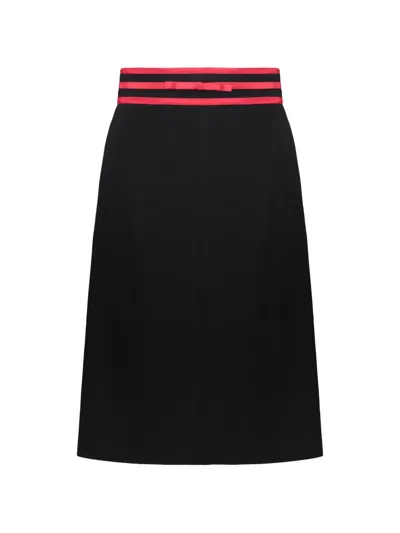 Red Valentino Bow-detail Striped-waistband Mini Skirt In Black