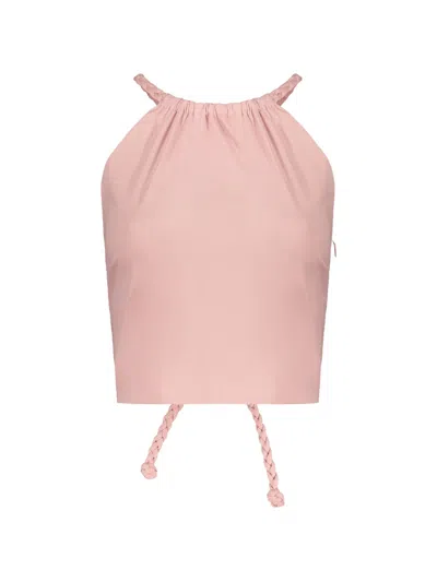Red Valentino Braided Lace-up Top In Pink