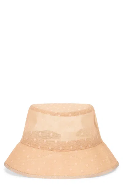 Red Valentino Bucket Hat In Beige Mesh, Minimal And Versatile. In Yellow