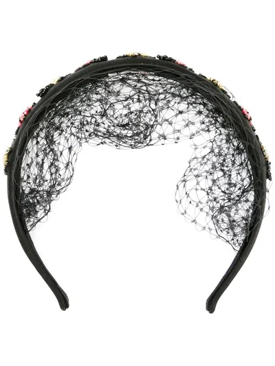 Red Valentino Bug-beaded Headband In Black
