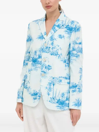 Red Valentino Buttoned Printed Blazer In Multi