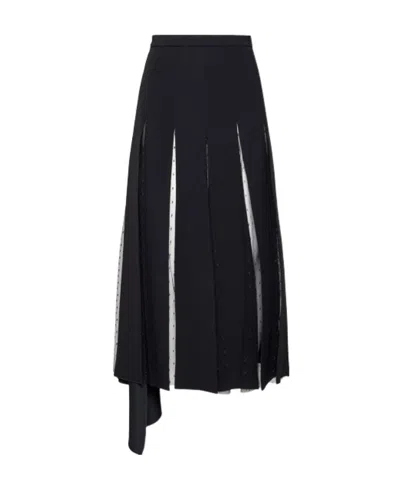 Red Valentino Cady Tech Mid-length Skirt In Black