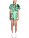 Red Valentino Floral Collared Short Sleeve Shirt In Green