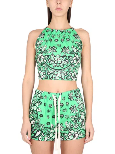 Red Valentino Mini Bandana Top With Round Neckline In Green