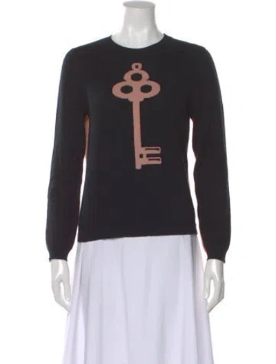 Pre-owned Red Valentino Cashmere Graphic Print Sweater In Black