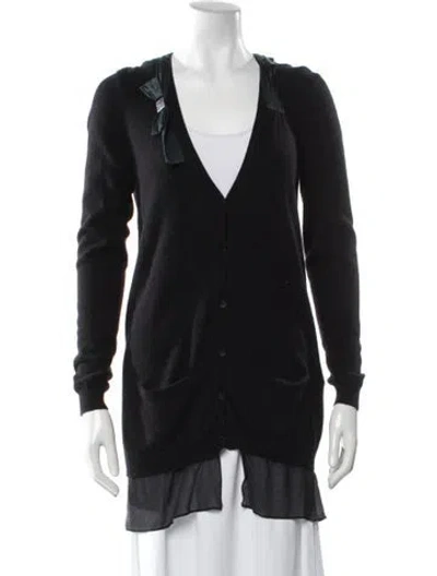 Pre-owned Red Valentino Cashmere V-neck Sweater In Black