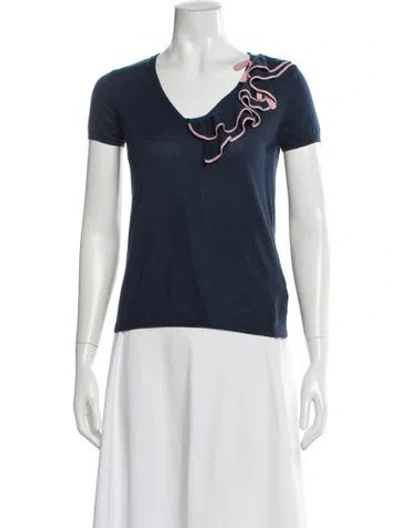 Pre-owned Red Valentino Cashmere V-neck T-shirt In White