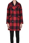 RED VALENTINO CHECKED PRINT COAT