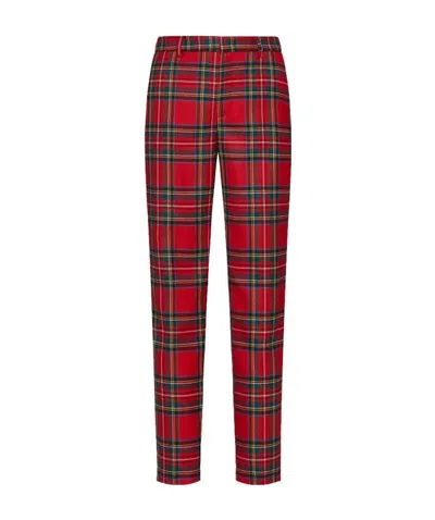 Red Valentino Checkered Casual Pants In Red