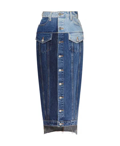 Red Valentino Color-matching Denim Skirt In Blue