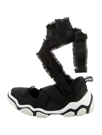 Pre-owned Red Valentino Colorblock Pattern Raw-edge Trim Wedge Sneakers In Black