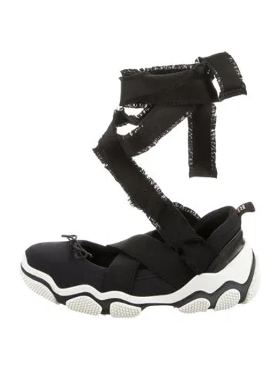 Pre-owned Red Valentino Colorblock Pattern Raw-edge Trim Wedge Sneakers In Black