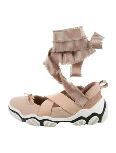 Pre-owned Red Valentino Colorblock Pattern Raw-edge Trim Wedge Sneakers In Neutral