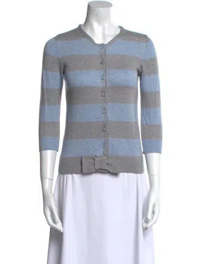 Pre-owned Red Valentino Colorblock Pattern V-neck Sweater In Gray