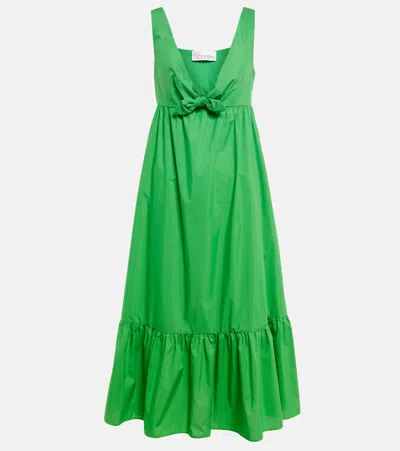 Red Valentino Cotton-blend Poplin Midi Dress In Green