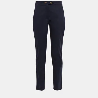 Pre-owned Red Valentino Cotton Tapered Pants 40 In Navy Blue