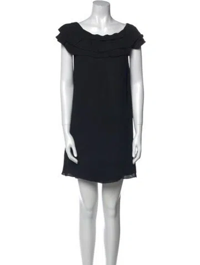 Pre-owned Red Valentino Cowl Neck Mini Dress In Black
