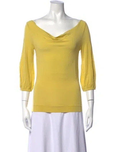 Pre-owned Red Valentino Cowl Neck Three-quarter Sleeve Top In Yellow