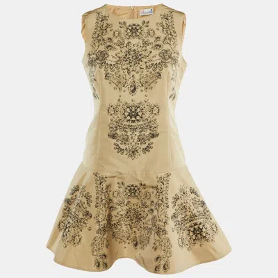Pre-owned Red Valentino Cream Jewel Printed Polyester Sleeveless Mini Dress M