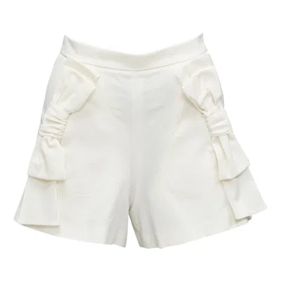 Pre-owned Red Valentino Cream Ribbon Bow Detail Pockets Wide Shorts It36 Xxs In White