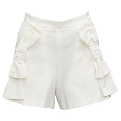 Pre-owned Red Valentino Cream Ribbon Bow Detail Pockets Wide Shorts It36 Xxs In White