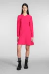 Red Valentino Crepe Envers Satin Dress In Fuxia