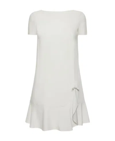 Red Valentino Crepe Satin Short Sleeved Mini Dress In White