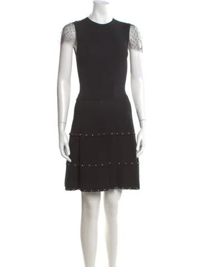 Pre-owned Red Valentino Crew Neck Knee-length Dress In Black