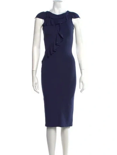 Pre-owned Red Valentino Crew Neck Knee-length Dress In Blue